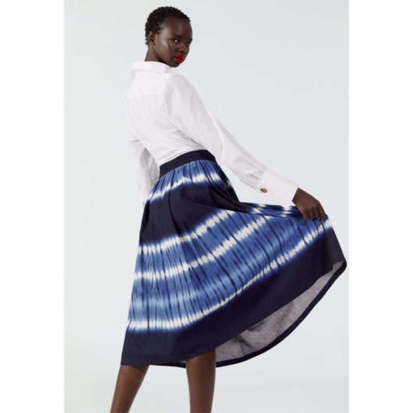 Zara Blue Tie-Dye Midi Skirt XS - Picture 5 of 7